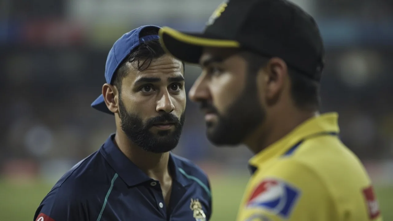 Close editorial frame of a young top-order batter in the strike zone during a T20 chase, bat raised and weight forward, with a slip fielder and wicketkeeper framed in the foreground — the kind of moment that defines a captaincy upside on a flat deck